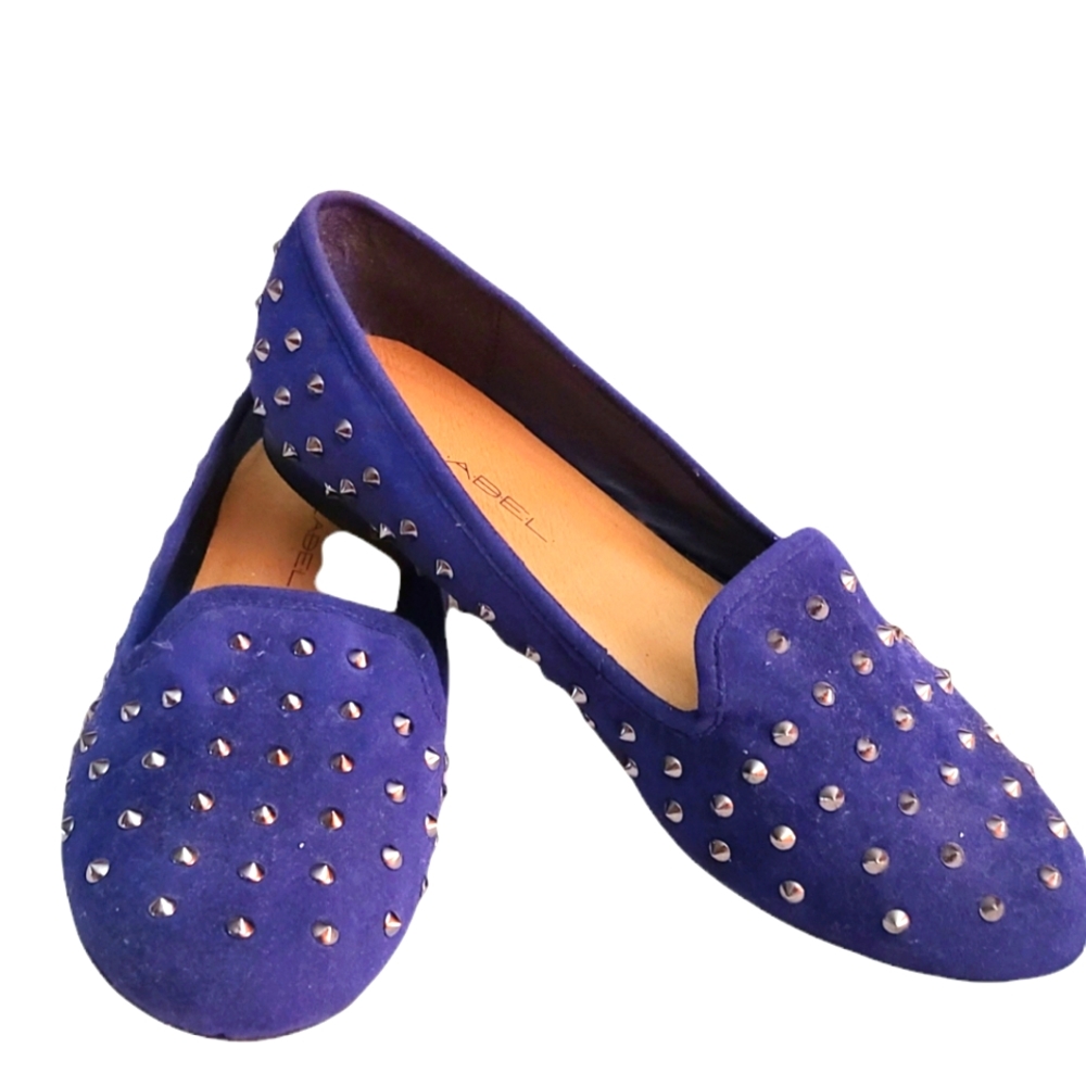 C Label Judy 1 cobalt blue loafers with silver spikes size 8
